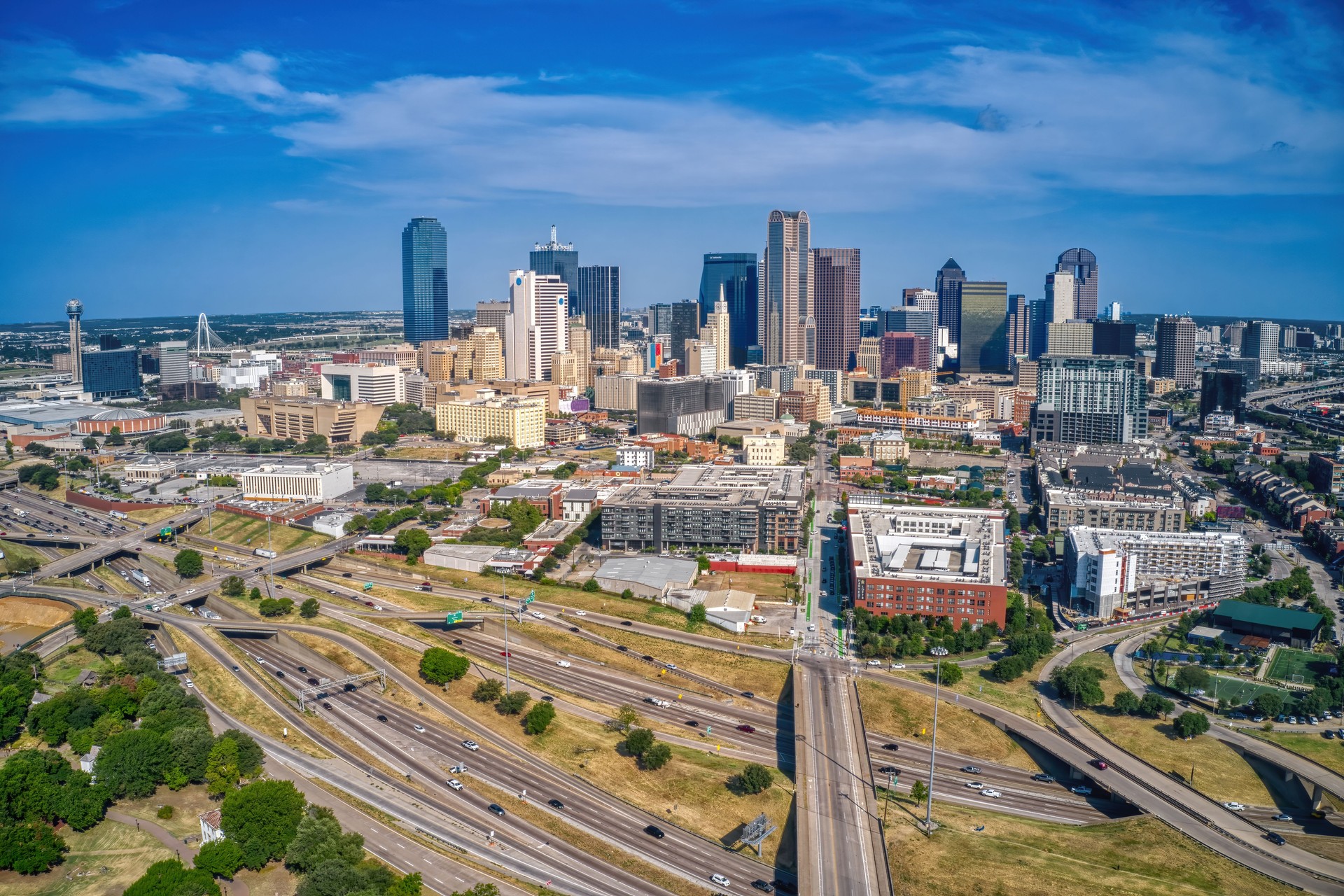 Aerial View of Dallas, Texas Skyline during the Summer