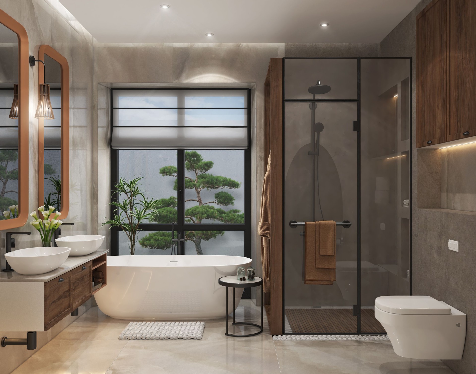 Master bathroom design ideas, 3D render